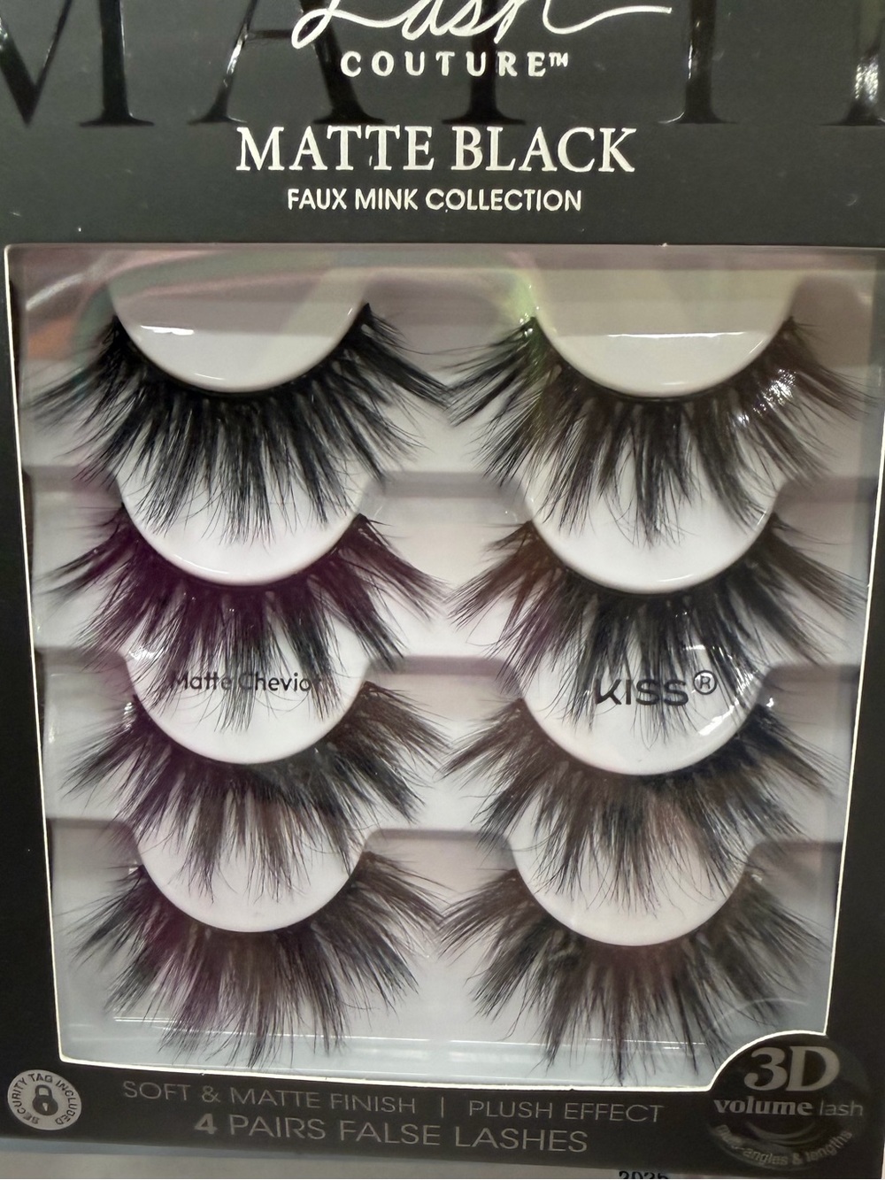 Kiss Matte Black Faux Mink False Lashes with Plum Accents - 4 Pairs